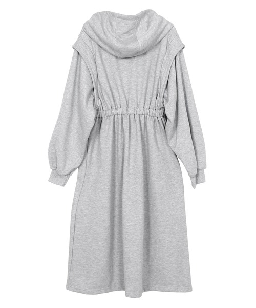 Figments(フィグメンツ)の「レイヤードパーカーワンピース(ワンピース・レディース・ブラック/グレー・FREE)」の7枚目の写真