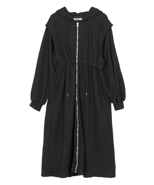 Figments(フィグメンツ)の「レイヤードパーカーワンピース(ワンピース・レディース・ブラック/グレー・FREE)」の6枚目の写真