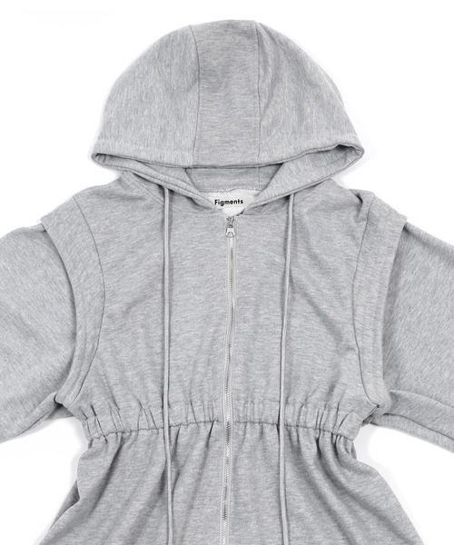 Figments(フィグメンツ)の「レイヤードパーカーワンピース(ワンピース・レディース・ブラック/グレー・FREE)」の10枚目の写真