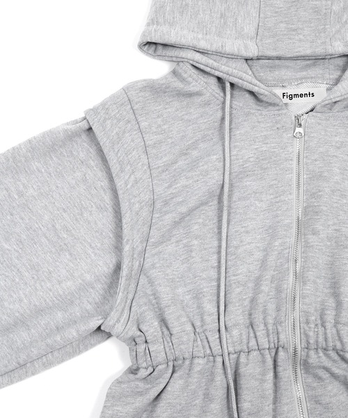 Figments(フィグメンツ)の「レイヤードパーカーワンピース(ワンピース・レディース・ブラック/グレー・FREE)」の11枚目の写真