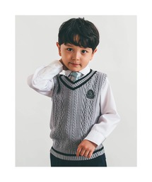 BeBe（ベベ）の「BeBe/フォーマルケーブル編みワッペン付きニットベスト(90~130cm)（スーツベスト・キッズ）」
