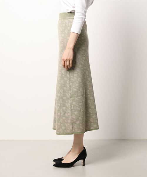 Lugnoncure（ルノンキュール）の「幾何柄ニットスカート（スカート・レディース・ブラック/ベージュ/グリーン・ﾌﾘ-）」の9枚目の写真