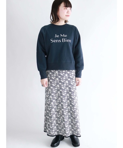 Lugnoncure（ルノンキュール）の「幾何柄ニットスカート（スカート・レディース・ブラック/ベージュ/グリーン・ﾌﾘ-）」の4枚目の写真