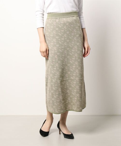 Lugnoncure（ルノンキュール）の「幾何柄ニットスカート（スカート・レディース・ブラック/ベージュ/グリーン・ﾌﾘ-）」の11枚目の写真