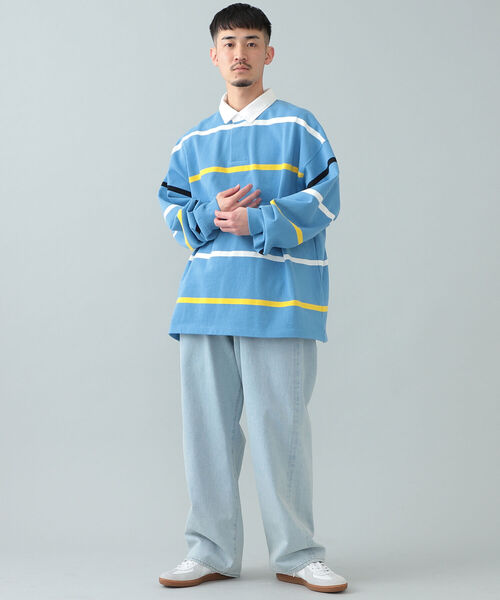 BEAMS（ビームス）の「BEAMS / ヘビーウェイト ワイド ラガーシャツ（Tシャツ/カットソー・メンズ・ライトブルー/ネイビー・S/M/L）」の6枚目の写真