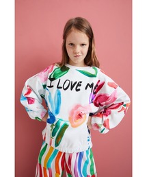 「I love me」 花柄スウェットシャツ