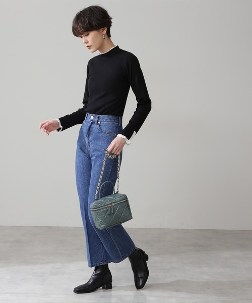 N.（N. Natural Beauty Basic）（エヌエヌナチュラルビューティーベーシック）の「レースハイネック総針ニット（ニット/セーター・レディース・ホワイト/ブラック/ベージュ・MEDIUM）」の9枚目の写真