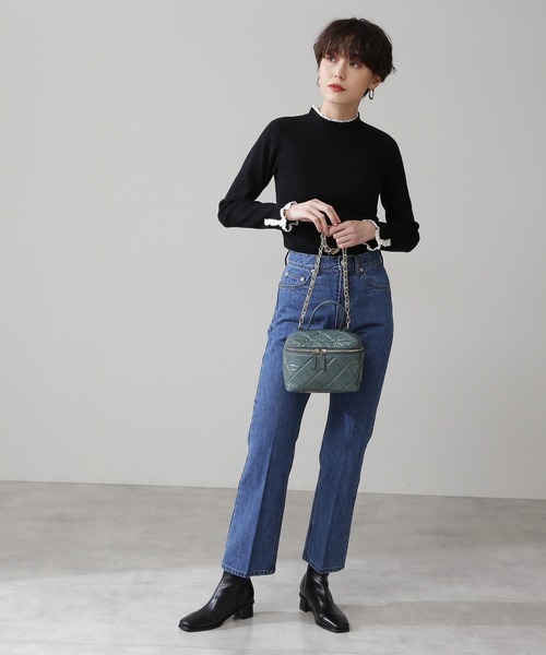 N.（N. Natural Beauty Basic）（エヌエヌナチュラルビューティーベーシック）の「レースハイネック総針ニット（ニット/セーター・レディース・ホワイト/ブラック/ベージュ・MEDIUM）」の11枚目の写真