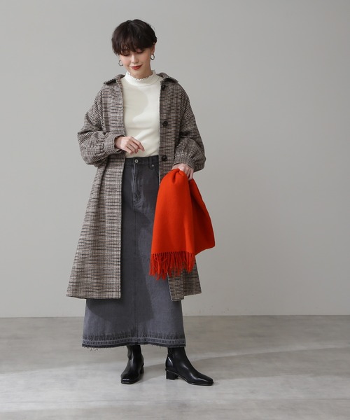 N.（N. Natural Beauty Basic）（エヌエヌナチュラルビューティーベーシック）の「レースハイネック総針ニット（ニット/セーター・レディース・ホワイト/ブラック/ベージュ・MEDIUM）」の6枚目の写真