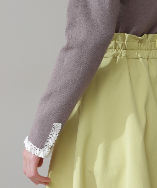 N.（N. Natural Beauty Basic）（エヌエヌナチュラルビューティーベーシック）の「レースハイネック総針ニット（ニット/セーター・レディース・ホワイト/ブラック/ベージュ・MEDIUM）」の12枚目の写真