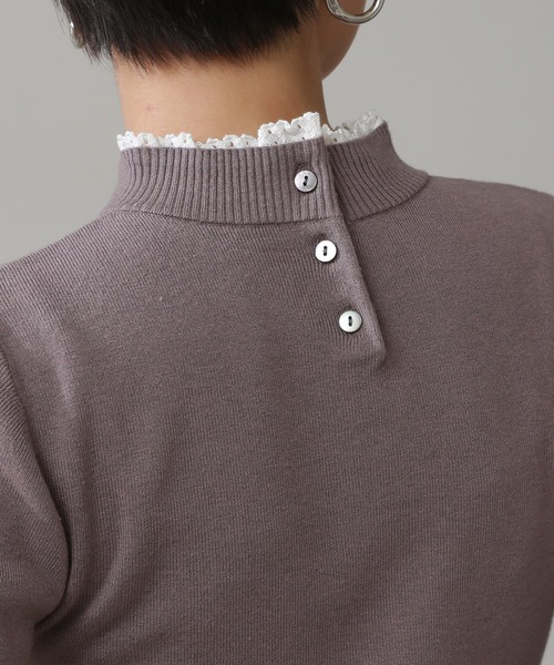 N.（N. Natural Beauty Basic）（エヌエヌナチュラルビューティーベーシック）の「レースハイネック総針ニット（ニット/セーター・レディース・ホワイト/ブラック/ベージュ・MEDIUM）」の10枚目の写真