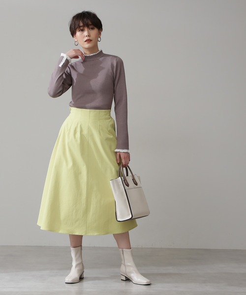 N.（N. Natural Beauty Basic）（エヌエヌナチュラルビューティーベーシック）の「レースハイネック総針ニット（ニット/セーター・レディース・ホワイト/ブラック/ベージュ・MEDIUM）」の8枚目の写真