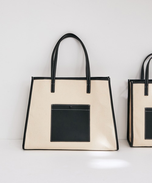 ADAM ET ROPE'（アダムエロペ）の「【一部直営店舗・WEB限定】キャンバスA4トートバッグ（トートバッグ・レディース・ブラウン/ブラック・FREE）」の2枚目の写真