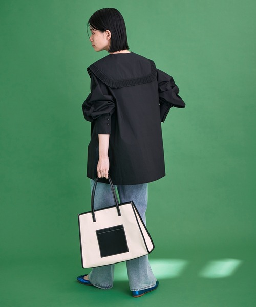 ADAM ET ROPE'（アダムエロペ）の「【一部直営店舗・WEB限定】キャンバスA4トートバッグ（トートバッグ・レディース・ブラウン/ブラック・FREE）」の5枚目の写真