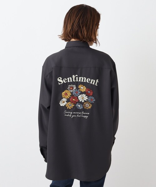 BASECONTROL(ベースコントロール)の「◆フラワー バック刺繍 ロングスリーブ ビッグシルエットシャツ(シャツ/ブラウス・レディース・ブラック/アイボリー系/アイボリー・99)」の6枚目の写真