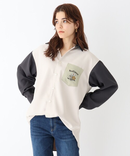 BASECONTROL(ベースコントロール)の「◆フラワー バック刺繍 ロングスリーブ ビッグシルエットシャツ(シャツ/ブラウス・レディース・ブラック/アイボリー系/アイボリー・99)」の15枚目の写真