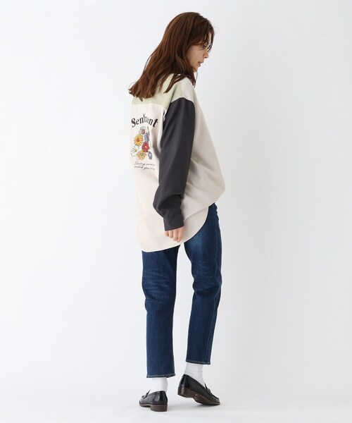 BASECONTROL(ベースコントロール)の「◆フラワー バック刺繍 ロングスリーブ ビッグシルエットシャツ(シャツ/ブラウス・レディース・ブラック/アイボリー系/アイボリー・99)」の19枚目の写真