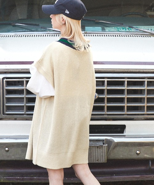 U.S. POLO ASSN.（ユーエスポロアッスン）の「U.S. POLO ASSN./ユーエスポロアッスン 別注 ロゴ刺繍 ボタンチルデンニットベスト（ベスト・レディース・ブラック/ネイビー/グリーン/アイボリー・FREE）」の9枚目の写真