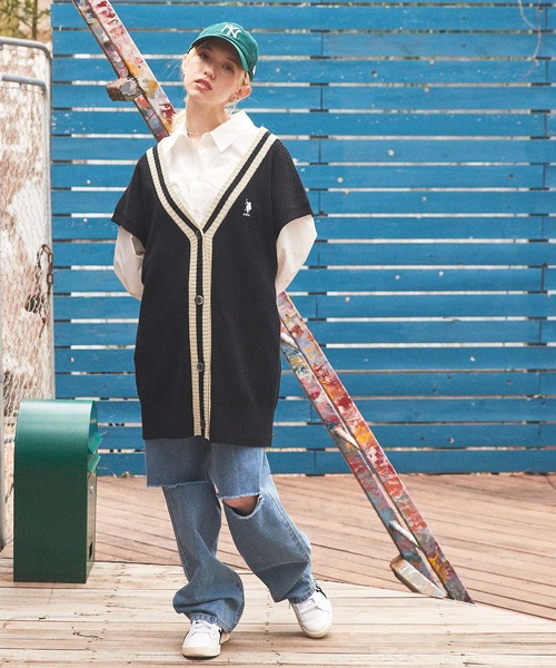 U.S. POLO ASSN.（ユーエスポロアッスン）の「U.S. POLO ASSN./ユーエスポロアッスン 別注 ロゴ刺繍 ボタンチルデンニットベスト（ベスト・レディース・ブラック/ネイビー/グリーン/アイボリー・FREE）」の15枚目の写真