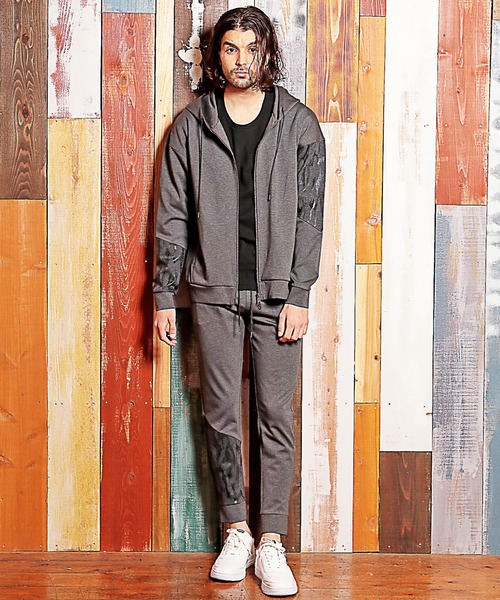 RATTLE TRAP（ラトルトラップ）の「【JUST PLAY】パイソン柄切替ジョガーパンツ（スウェットパンツ・メンズ・ブラック/グレー・S/M/L）」の3枚目の写真