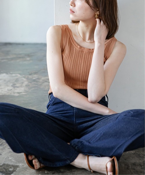 ADAWAS(アダワズ)の「【ADAWAS】PLEATED STITCHタンクトップ◆(タンクトップ・レディース・ブラック/ブラウン/ピンク/ナチュラル・FREE)」の4枚目の写真