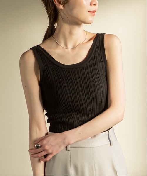ADAWAS(アダワズ)の「【ADAWAS】PLEATED STITCHタンクトップ◆(タンクトップ・レディース・ブラック/ブラウン/ピンク/ナチュラル・FREE)」の6枚目の写真