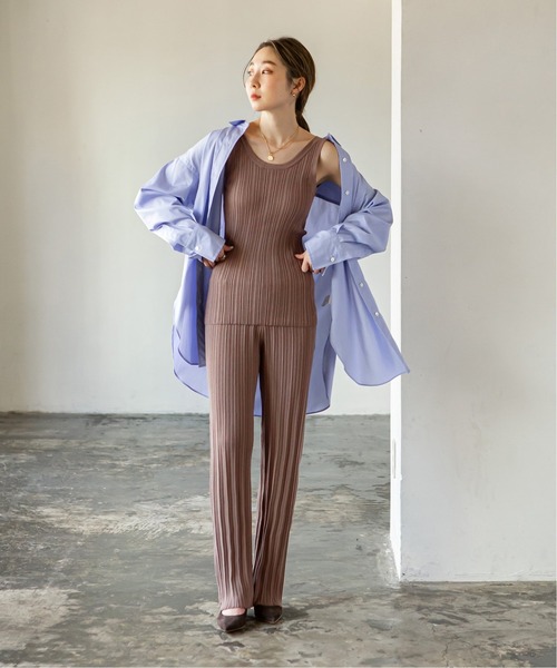 ADAWAS(アダワズ)の「【ADAWAS】PLEATED STITCHタンクトップ◆(タンクトップ・レディース・ブラック/ブラウン/ピンク/ナチュラル・FREE)」の9枚目の写真