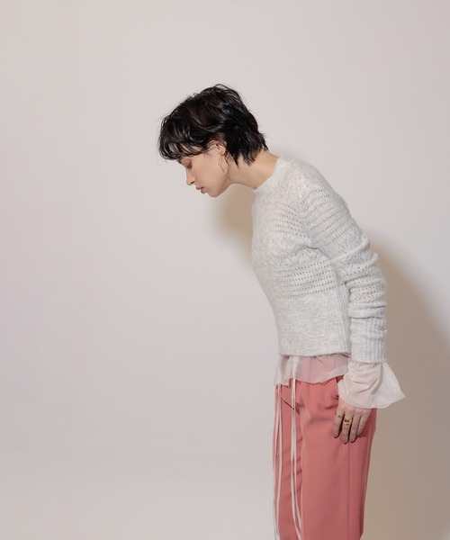 Limue(リミュ)の「透かし編みニットプルオーバー(ニット/セーター・レディース・パープル/ライトグレー/モカ・FREE)」の14枚目の写真
