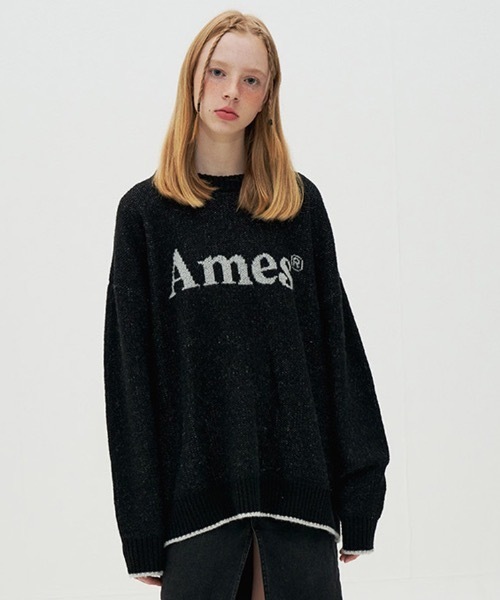 AMESWORLDWIDE（アメスワールドワイド）の「【AMESWORLDWIDE 】カラードロゴニット / COLORED LOGO KNIT（ニット/セーター・レディース・スカイブルー/ブラック/アイボリー・FREE）」の3枚目の写真