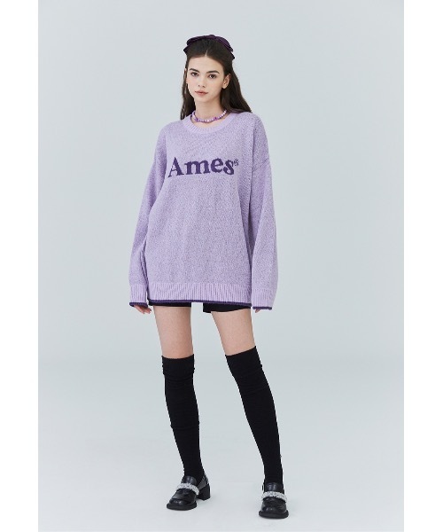 AMESWORLDWIDE（アメスワールドワイド）の「【AMESWORLDWIDE 】カラードロゴニット / COLORED LOGO KNIT（ニット/セーター・レディース・スカイブルー/ブラック/アイボリー・FREE）」の8枚目の写真
