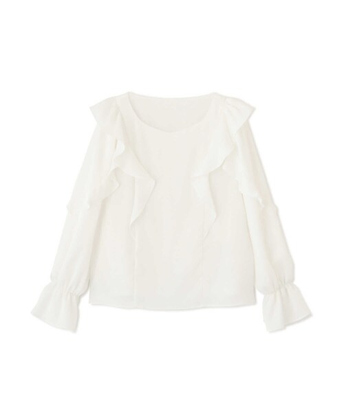 PROPORTION BODY DRESSING（プロポーションボディドレッシング）の「ラッフルサテンブラウス / 1212110300（シャツ/ブラウス・レディース・ライトグリーン/ホワイト系その他/ブルー・SMALL/MEDIUM）」の14枚目の写真