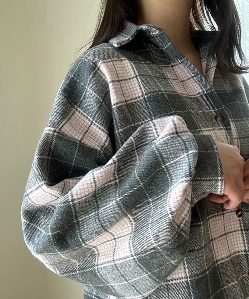 Cham.(チャム)の「色味がかわいいチェックシャツ(シャツ/ブラウス・レディース・ブラウン/ブラック/ネイビー/グレー・F)」の20枚目の写真