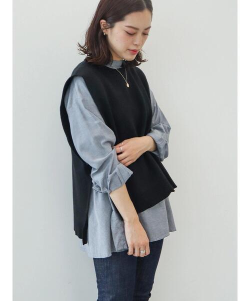 AMERICAN HOLIC(アメリカンホリック)の「SET ニットベスト+バックフレアブラウス(シャツ/ブラウス・レディース・ネイビー/オフホワイト/ストライプ・M/L)」の8枚目の写真