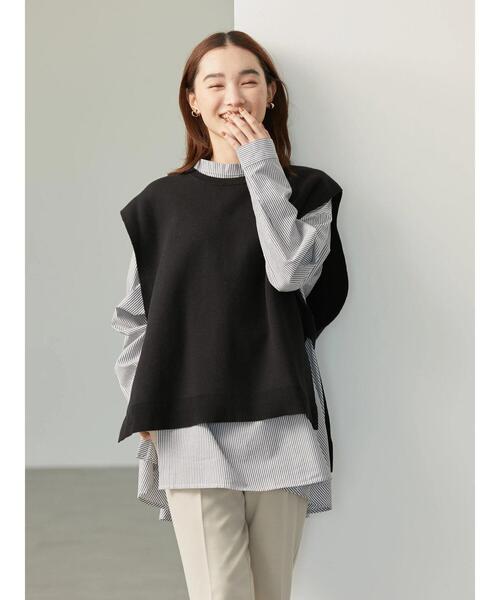 AMERICAN HOLIC(アメリカンホリック)の「SET ニットベスト+バックフレアブラウス(シャツ/ブラウス・レディース・ネイビー/オフホワイト/ストライプ・M/L)」の10枚目の写真