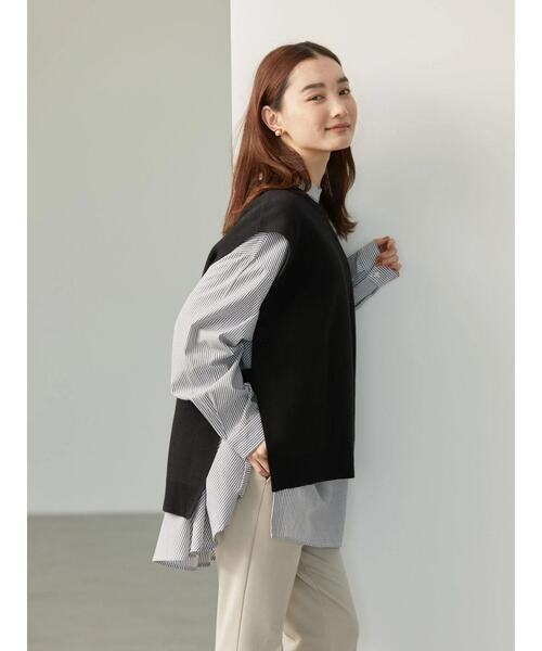 AMERICAN HOLIC(アメリカンホリック)の「SET ニットベスト+バックフレアブラウス(シャツ/ブラウス・レディース・ネイビー/オフホワイト/ストライプ・M/L)」の11枚目の写真