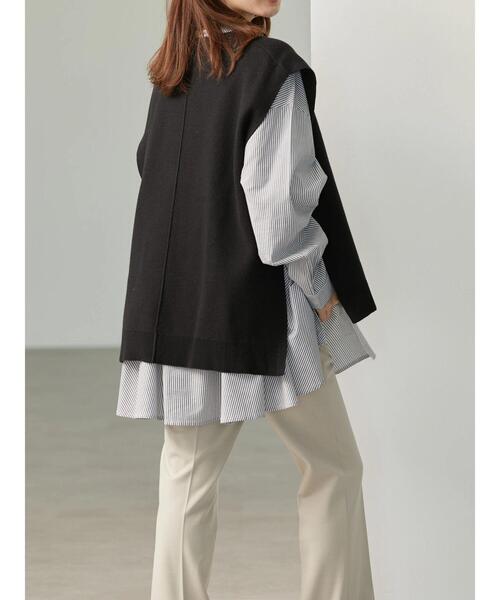 AMERICAN HOLIC(アメリカンホリック)の「SET ニットベスト+バックフレアブラウス(シャツ/ブラウス・レディース・ネイビー/オフホワイト/ストライプ・M/L)」の12枚目の写真