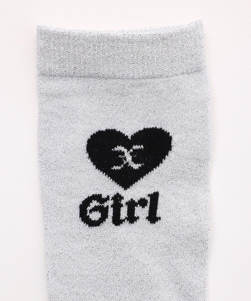 X-girl(エックスガール)の「X-girl HEART GLITTER SOCKS(ソックス/靴下・レディース・ホワイト/ブラック/パープル・ONE SIZE)」の5枚目の写真