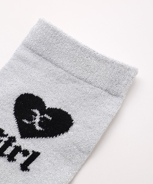 X-girl(エックスガール)の「X-girl HEART GLITTER SOCKS(ソックス/靴下・レディース・ホワイト/ブラック/パープル・ONE SIZE)」の8枚目の写真