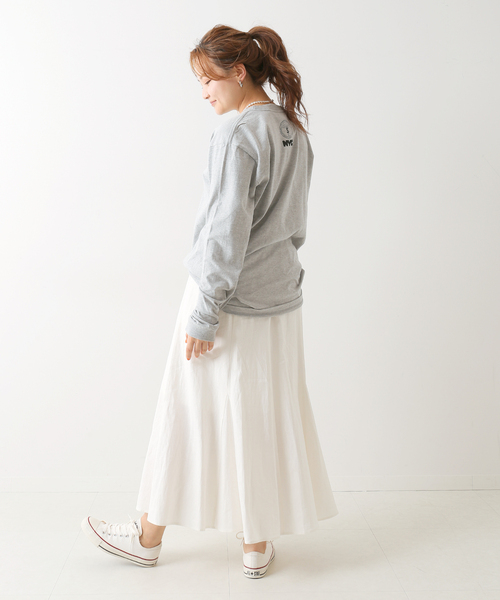 Simplicite(サンプリシテ)の「L/R マーメイドフレアスカート(スカート・レディース・ホワイト/ネイビー/カーキ/キャメル・FREE)」の7枚目の写真