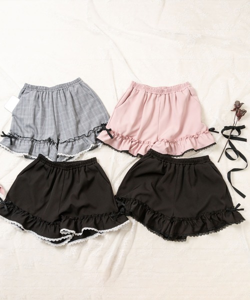 DearMyLoveWhip(ディアマイラブホイップ)の「ちら見せフリルショートパンツ(その他パンツ・レディース・ピンク/チェック・XXXX-LARGE/XXX-LARGE)」の4枚目の写真