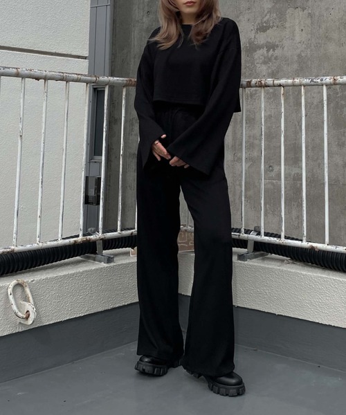 LVEU.（ラブユ.）の「Cropped rib setup / クロップドリブセットアップ（セットアップ・レディース・ホワイト/ブラック・FREE）」の7枚目の写真