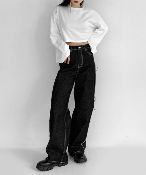 LVEU.（ラブユ.）の「Cropped rib setup / クロップドリブセットアップ（セットアップ・レディース・ホワイト/ブラック・FREE）」の11枚目の写真