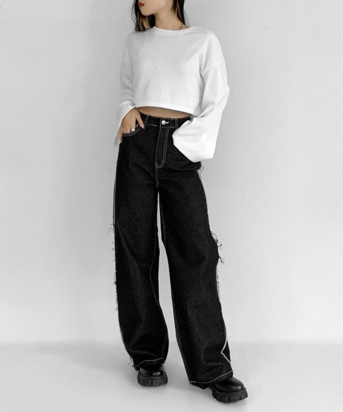 LVEU.（ラブユ.）の「Cropped rib setup / クロップドリブセットアップ（セットアップ・レディース・ホワイト/ブラック・FREE）」の20枚目の写真