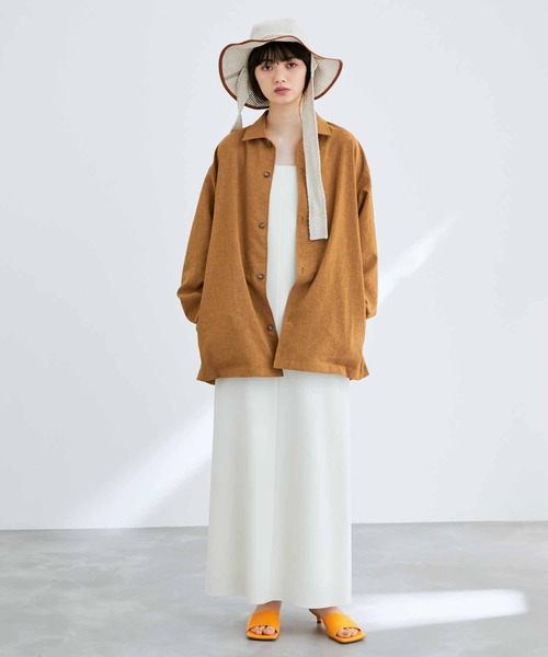 ADAM ET ROPE'(アダムエロペ)の「ワイドシルエット シャツジャケット / 速乾 / 冷感 / イージーケア / ユニセックス(ブルゾン・メンズ・ライトグリーン/イエロー系その他3/ブラック・S/M/L)」の14枚目の写真