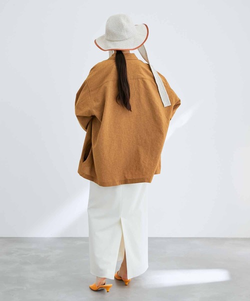 ADAM ET ROPE'(アダムエロペ)の「ワイドシルエット シャツジャケット / 速乾 / 冷感 / イージーケア / ユニセックス(ブルゾン・メンズ・ライトグリーン/イエロー系その他3/ブラック・S/M/L)」の18枚目の写真