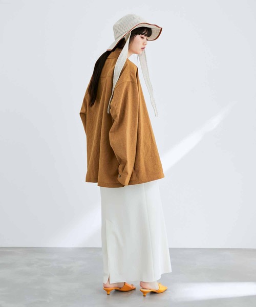 ADAM ET ROPE'(アダムエロペ)の「ワイドシルエット シャツジャケット / 速乾 / 冷感 / イージーケア / ユニセックス(ブルゾン・メンズ・ライトグリーン/イエロー系その他3/ブラック・S/M/L)」の19枚目の写真