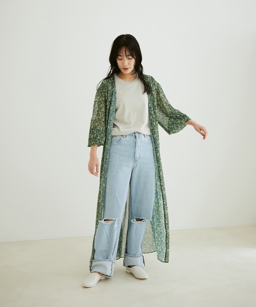 SALON adam et rope'(サロン アダム エ ロペ)の「楊柳フラワープリントガウン(ワンピース・レディース・グリーン/オレンジ・FREE)」の18枚目の写真