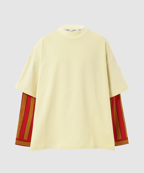 OVER T-SHIRT CREAM W/ POPELINE BEIGE/RED ST/OVER T-SHIRT AZURE W/ POPELINE BLUE/GREEN ST