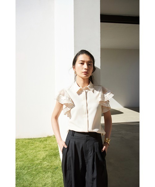 FRAY I.D（フレイアイディー）の「ツータックマットツイルパンツ（その他パンツ・レディース・ブラック/アイボリー/ブルー・1/0）」の7枚目の写真