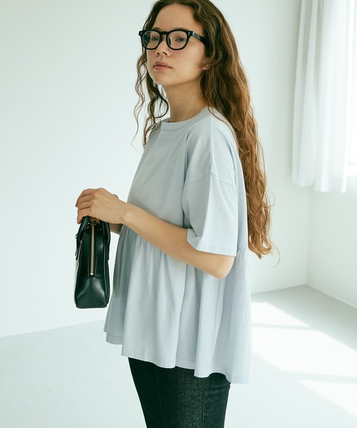 PUAL CE CIN（ピュアルセシン）の「【Du noir】汗に負けない！ギャザーT（Tシャツ/カットソー・レディース・ホワイト/ブラック/グレー/サックスブルー・FREE）」の8枚目の写真